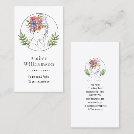 モダンエステティシャンスタイリストスパシエレガントックフローラ 名刺 (正面/裏面)