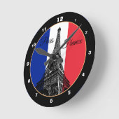 モダンエッフェルタワーフランスのパリ国旗/フランス ラウンド壁時計 (傾斜)