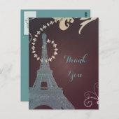 モダンエッフェル塔ヴィンテージパリ感謝していユー ポストカード (正面/裏面)
