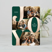 モダンエメラルドとローズゴールドのジョイ家族写真 箔シーズンカード (立ち正面)