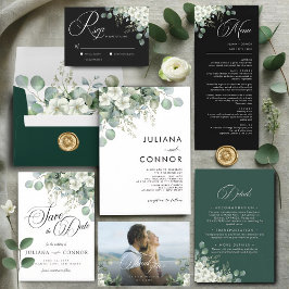 モダンエメラルドグリーンの結婚式プログラム プログラム