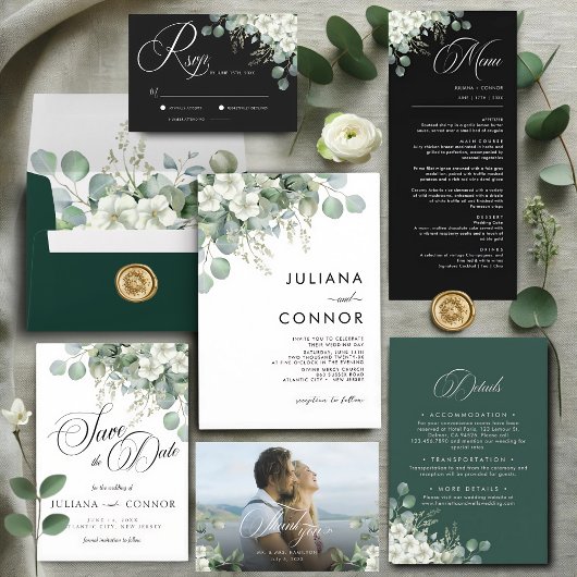 モダンエメラルドグリーンの結婚式プログラム プログラム