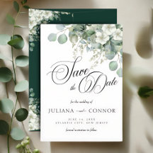 モダンエメラルドグリーンのSave The Dateカード