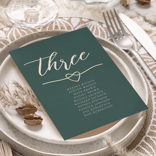 モダンエメラルドグリーン結婚式席次表