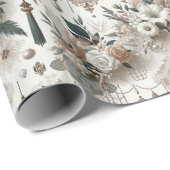 モダンエレガンス ウェディングパールとレースのギフト包装 ラッピングペーパー (ロールコーナー)