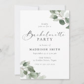 モダンエレガンス グリーンの葉 バチェロレッテ 招待状 (正面)