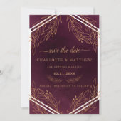 モダンエレガンス バーガンディーとゴールド セーブザデート (正面)