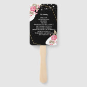 モダンエレガンス ピンク フローラル ストリング ウェディング プログラム ハンドファン (裏面)