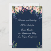 モダンエレガンス ピンク フローラル ボタニカル レセプション 招待状 (正面)