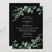 モダンエレガンス ブラックユーカリ ウェディング 招待状 (正面/裏面)