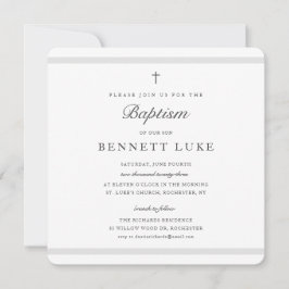 モダンエレガンス 男の子または女の子 洗礼 招待状