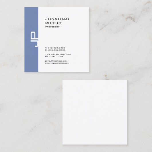 モダンエレガントお洒落デザインモノグラムトレンディープレーン スクエア名刺 (正面/裏面)