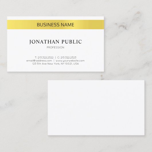 モダンエレガントお洒落金ゴールドトレンディー会社 名刺 (正面/裏面)