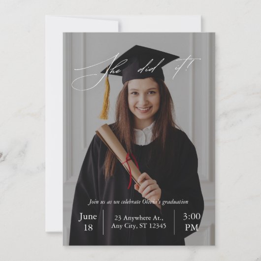 モダンエレガントお祝い卒業招待状 招待状 (正面)