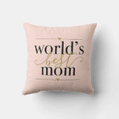 モダンエレガントなコーラルピンクとゴールド 世界で一番素敵なお母さん クッション (裏面)
