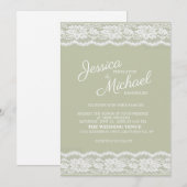 モダンエレガントなセージグリーンとホワイトレースのウェディング 招待状 (正面/裏面)
