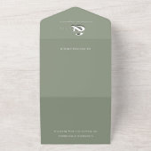 モダンエレガントなセージグリーンのQRコード結婚式 オールインワン招待状 (外側)