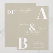 モダンエレガントなタウペイニシャル結婚式招待状 招待状 (正面/裏面)