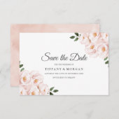 モダンエレガントなフラッシュピンクの花のウェディング セーブザデート (正面/裏面)