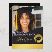 モダンエレガントな卒業式 招待状 (正面/裏面)