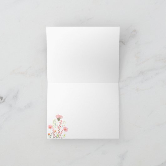 モダンエレガントな小さな野の花のベイビーシャワー サンキューカード (内部)