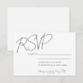 モダンエレガントな手書きの白い結婚式の出欠確認 招待状 (正面/裏面)