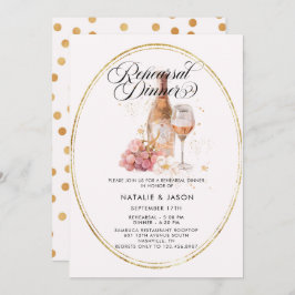 モダンエレガントな水の色のワインリハーサルディナー 招待状