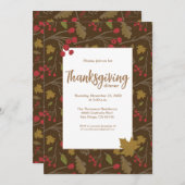 モダンエレガントな秋の落ち葉感謝祭ブラウン 招待状 (正面/裏面)