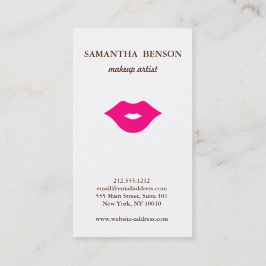 モダンエレガントはっきりしたPink Lipsメイクアップアーティスト 名刺 (裏面)