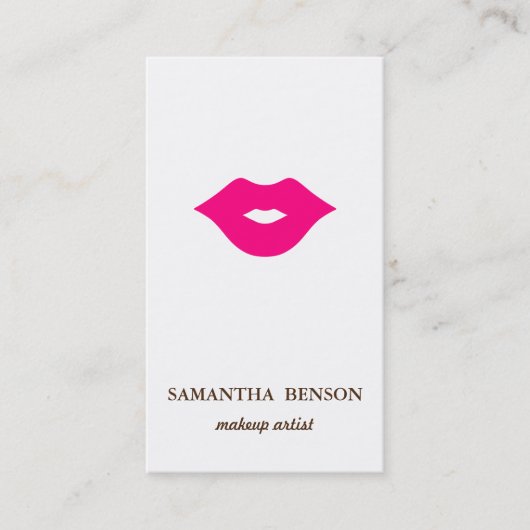 モダンエレガントはっきりしたPink Lipsメイクアップアーティスト 名刺 (正面)