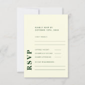 モダンエレガントアイボリーとグリーンシンプル結婚 出欠カード (正面)