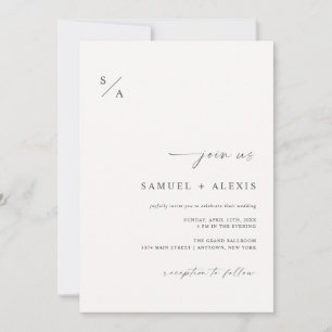 モダンエレガントアイボリーシンプルミニマ結婚リスト 招待状