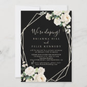 モダンエレガントアイボリーフローラ展開披露宴 招待状 (正面)