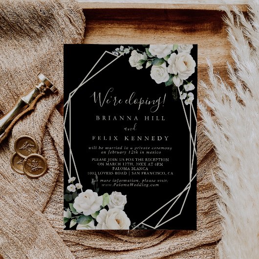 モダンエレガントアイボリーフローラ展開披露宴 招待状