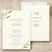 モダンエレガントアイボリー結婚金ゴールド 招待状