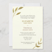 モダンエレガントアイボリー結婚金ゴールド 招待状 (正面)