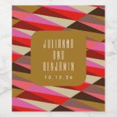 モダンエレガントアールデコ結婚カスタム ワインラベル (シングルラベル)