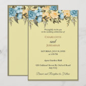 モダンエレガントイエローフローラルグリーンの結婚式 招待状 (正面/裏面)