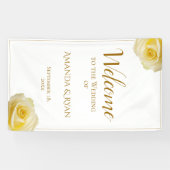 モダンエレガントイエローローズフローラ結婚ズ歓迎 横断幕 (横)