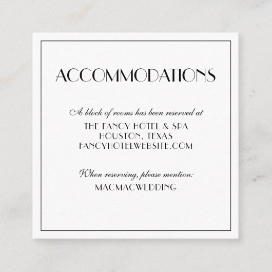 モダンエレガントウェディング宿泊施設写真 エンクロージャーカード (正面)