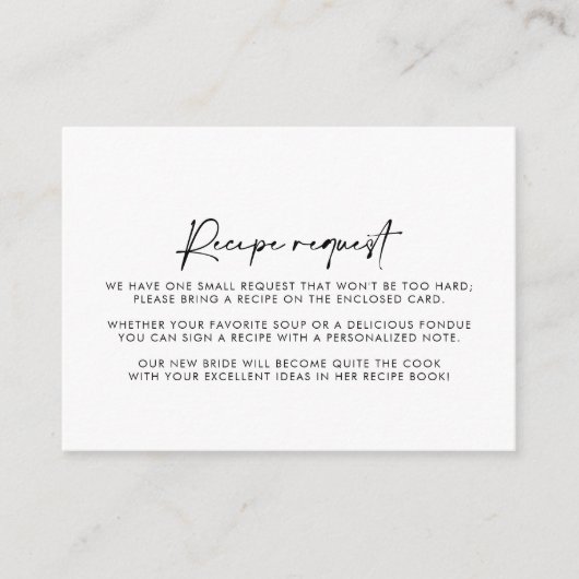 モダンエレガントウェディング レシピリクエスト エンクロージャーカード (正面)