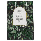 モダンエレガントウォーターカラーグリーンリーホテルウェルカム  ミディアムペーパーバッグ (裏面)