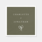 モダンエレガントオリーブグ結婚リーン スタンダードカクテルナプキン (正面)