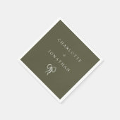 モダンエレガントオリーブグ結婚リーン スタンダードカクテルナプキン (角)