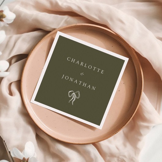 モダンエレガントオリーブグ結婚リーン スタンダードカクテルナプキン