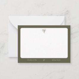 モダンエレガントオリーブグ結婚リーン ノートカード