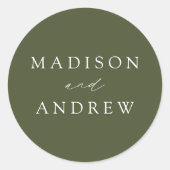 モダンエレガントオリーブグ結婚リーン ラウンドシール (正面)