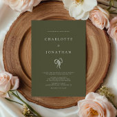 モダンエレガントオリーブグ結婚リーン 招待状