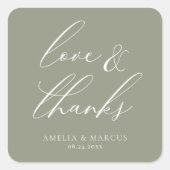 モダンエレガントオリーブラヴ&感謝していScript スクエアシール (正面)