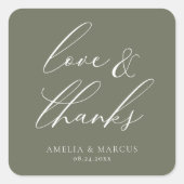 モダンエレガントオリーブラヴ&感謝していScript スクエアシール (正面)